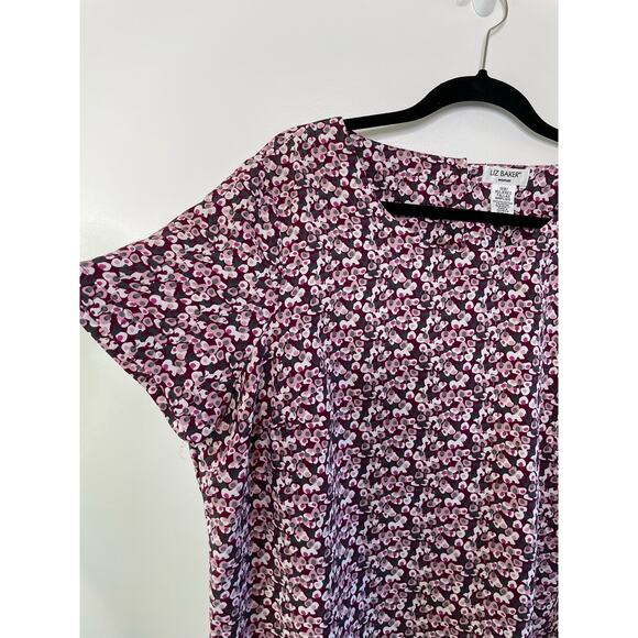 Liz Baker Abstract Floral All Over Print Blouse Dolman Sleeve‎ Relaxed Fit 18 W - Picture 7 of 9
